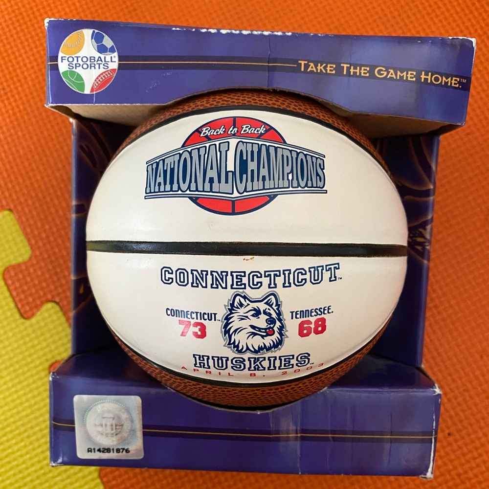 Vintage UCONN championship mini basketball